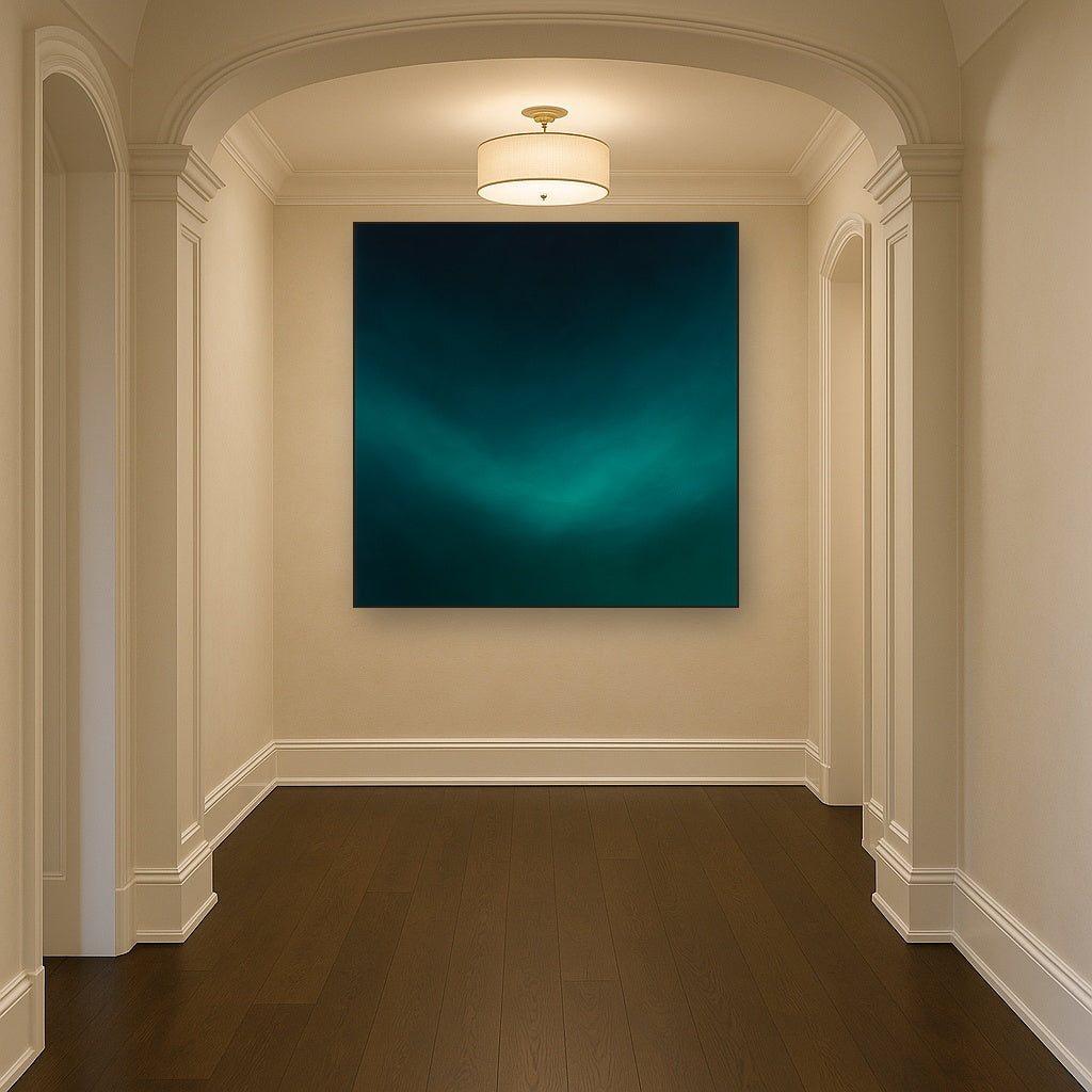 Midnight Teal & Deep Malachite Gradient No. 8 Oil Painting - View 5