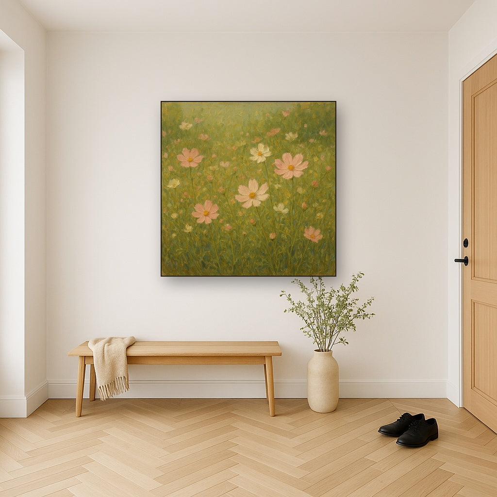 Wild Meadow Cosmos Flowers Oil Painting - View 5