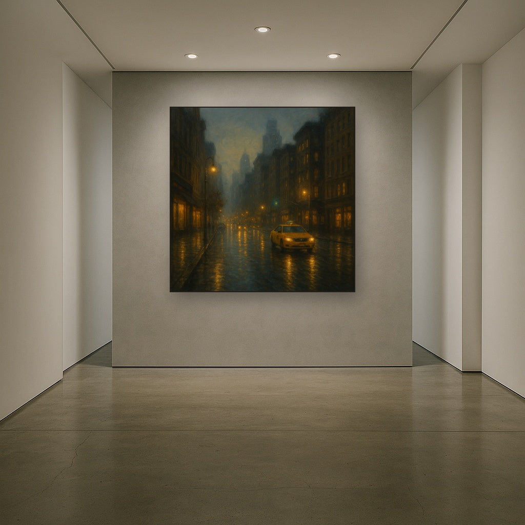 Rain-Drenched Manhattan Avenue Lights No. 13 Oil Painting - View 5