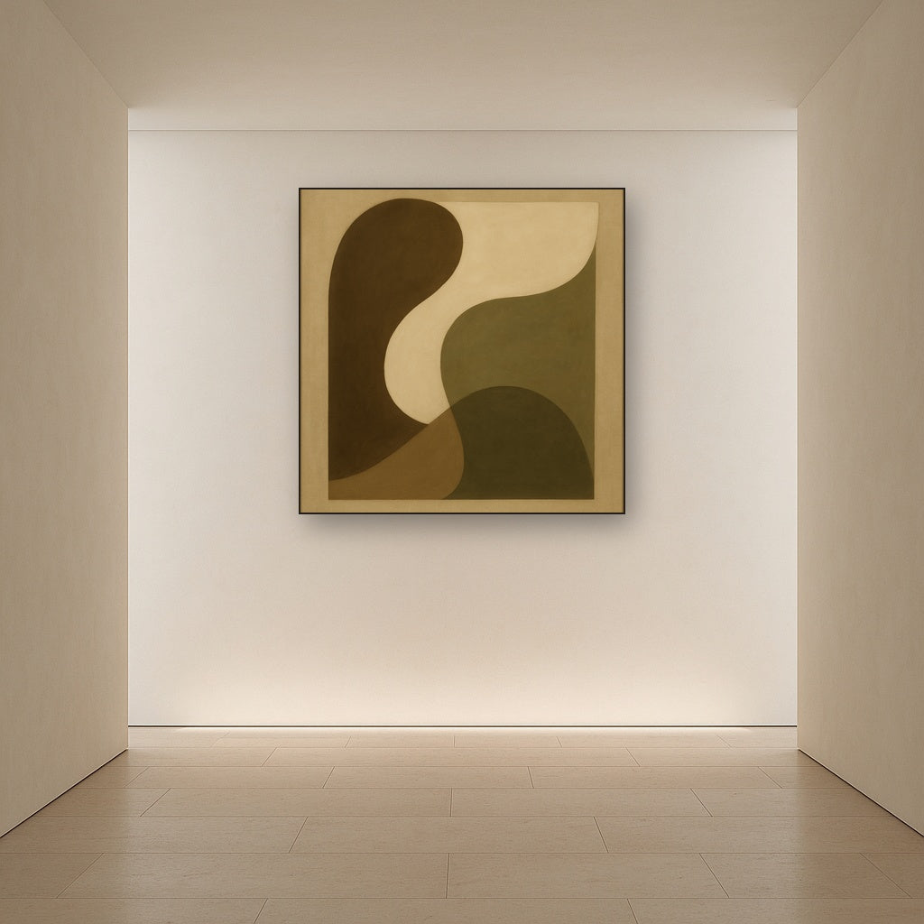 Minimalist Asymmetrical Balance in Raw Umber No. 4 Oil Painting - View 5