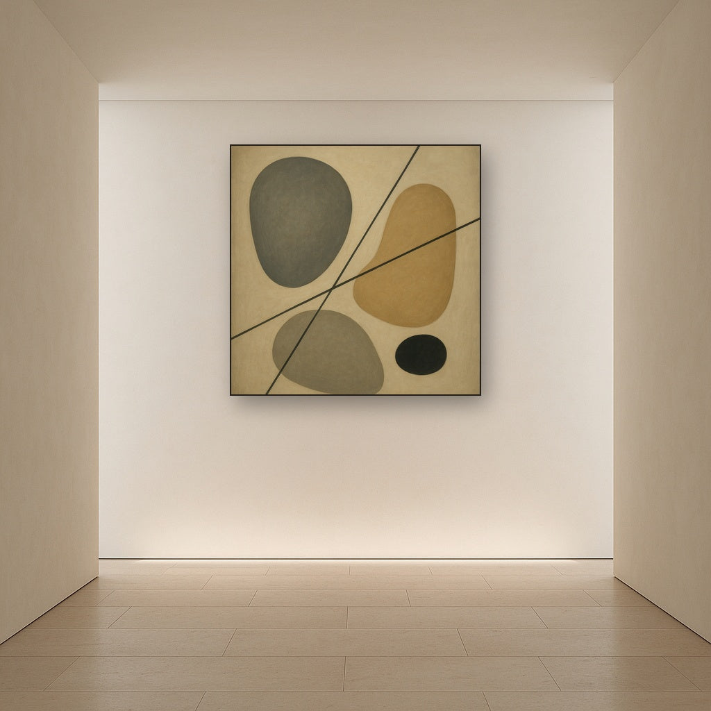 Organic Pebble Contours & Slanted Lines No. 8 Oil Painting - View 5