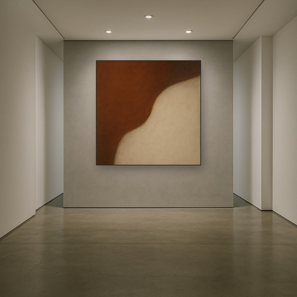 Burnt Umber & Greige Duet No. 7 - Modern Fine Art Oil Painting - View 5