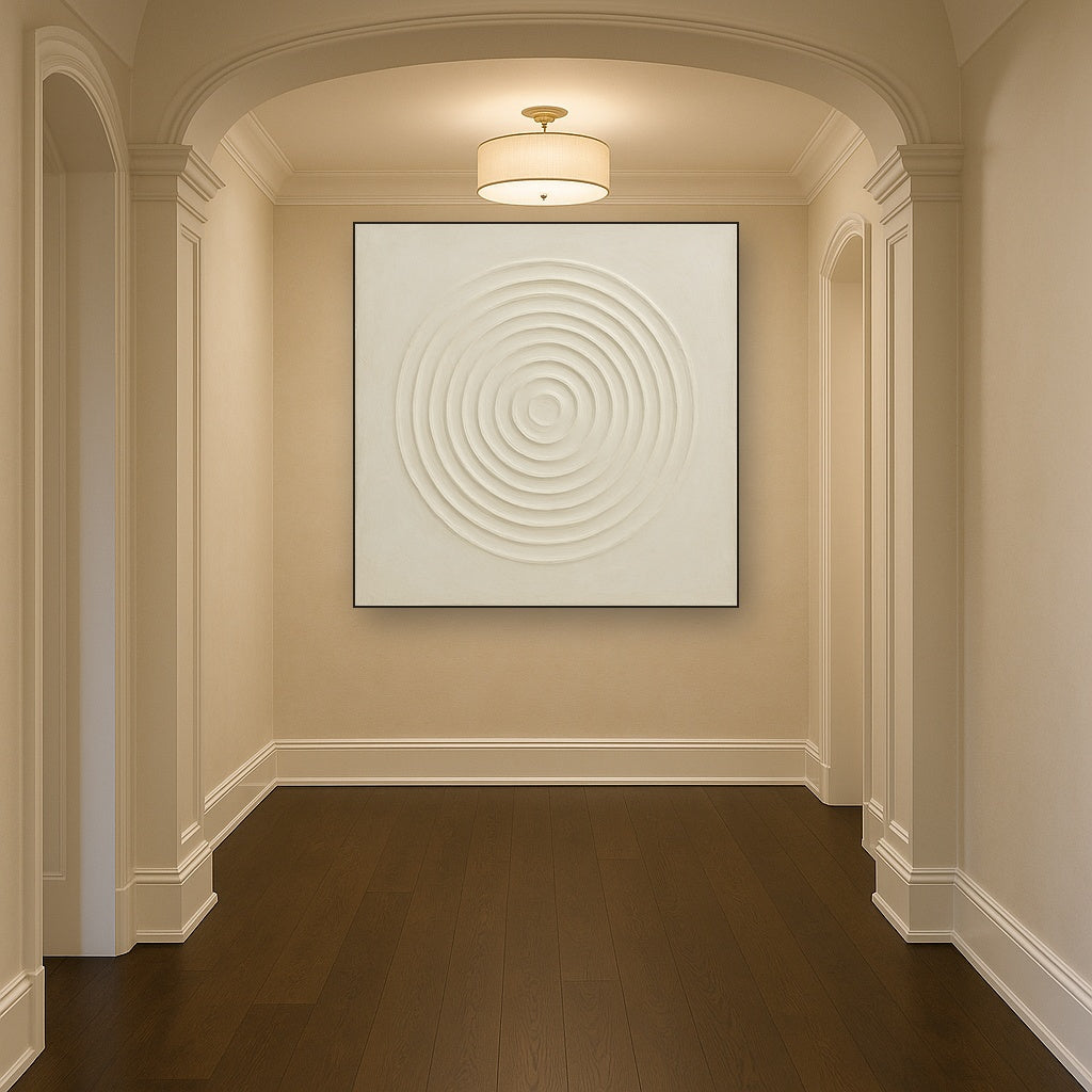 Concentric Zen Circles in Ivory No. 8 - Modern Fine Art Oil Painting - View 5