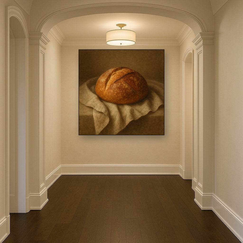 Artisan Sourdough Boule & Linen Drapery No. 6 Oil Painting - View 5