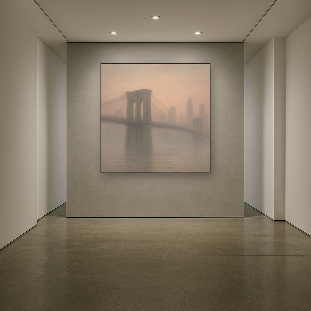 Brooklyn Bridge in Morning River Mist No. 10 Oil Painting - View 5