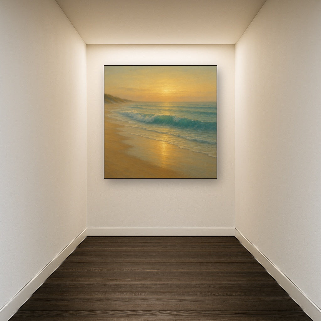 Gentle Breaking Waves & Wet Beach Reflection No. 9 Oil Painting - View 5