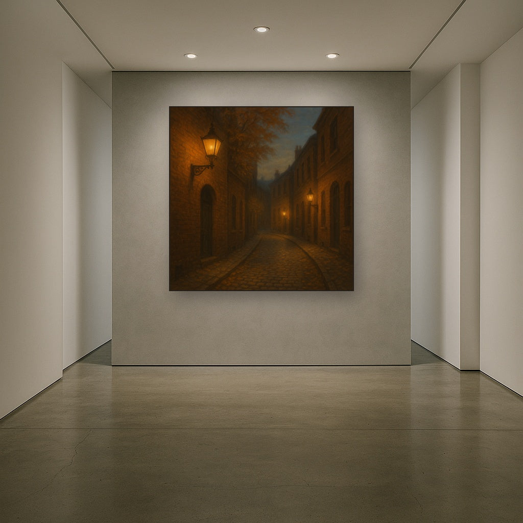 London Gaslamp Alley in Autumn Dusk No. 9 Oil Painting - View 5