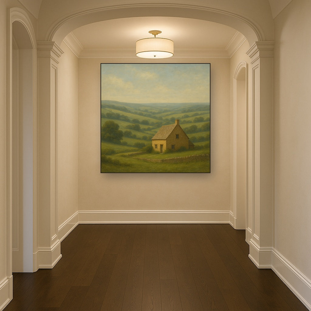 Rolling Cotswold Hills & Stone Cottage No. 5 Oil Painting - View 5