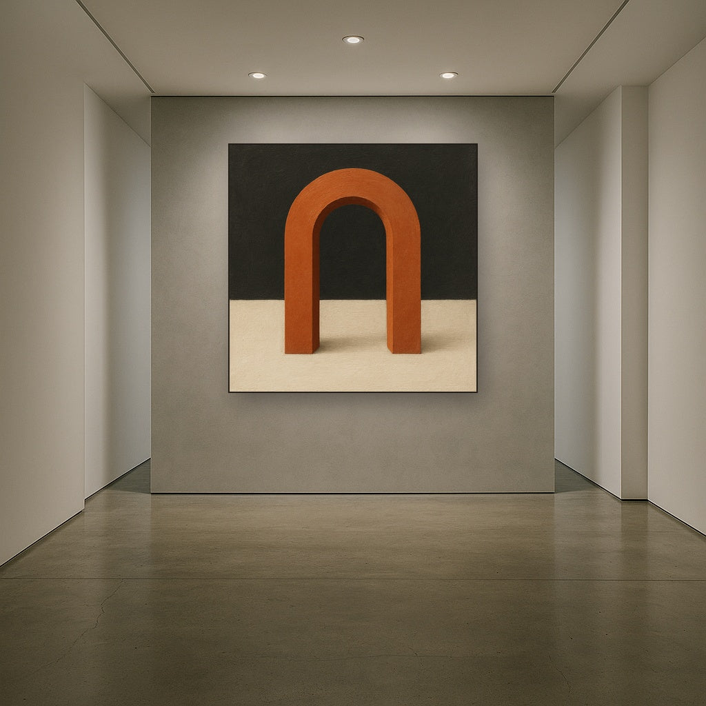 Terracotta Clay & Cream Arch No. 4 - Modern Fine Art Oil Painting - View 5