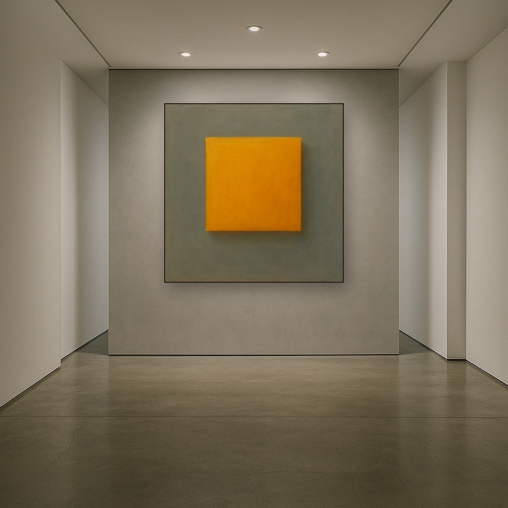 Cadmium Amber & Slate Grey Block No. 10 - Modern Fine Art Oil Painting - View 5