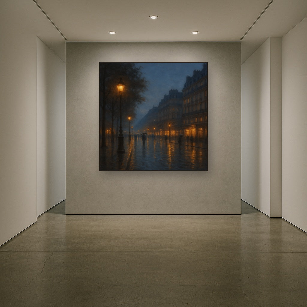 Rainy Parisian Boulevard at Twilight No. 20 Oil Painting - View 5
