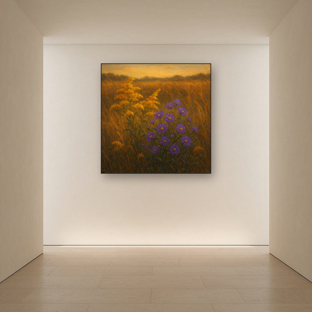 Goldenrod & Autumn Asters in Rustic Meadow No. 5 Fine Art Oil Painting - View 5