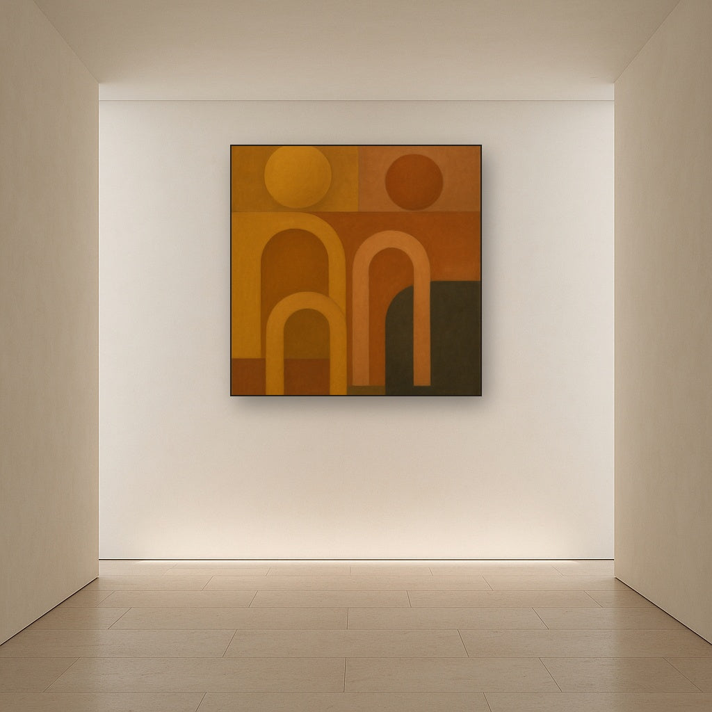 Arch & Circle Equilibrium in Warm Earth Tones No. 4 Oil Painting - View 5