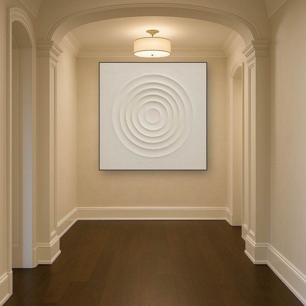 Concentric Zen Circles in Ivory No. 8 - Modern Fine Art Oil Painting - View 5