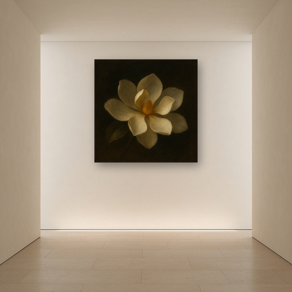 Magnolia Blossom in Quiet Chiaroscuro No. 2 Fine Art Oil Painting - View 5