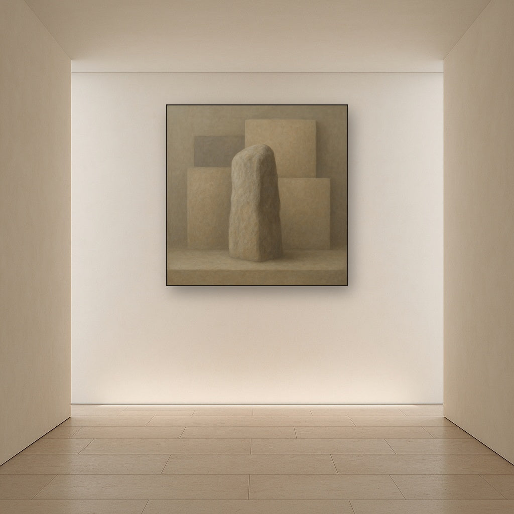 Driftwood Grey & Weathered Stone Monolith No. 12 Oil Painting - View 5