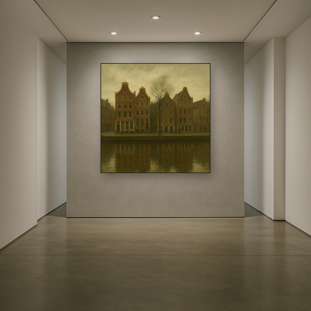 Amsterdam Canal Houses Under Overcast Sky No. 3 Oil Painting - View 5