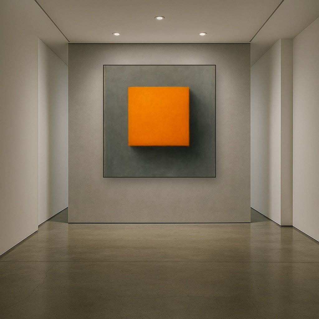 Cadmium Amber & Slate Grey Block No. 10 - Modern Fine Art Oil Painting - View 5