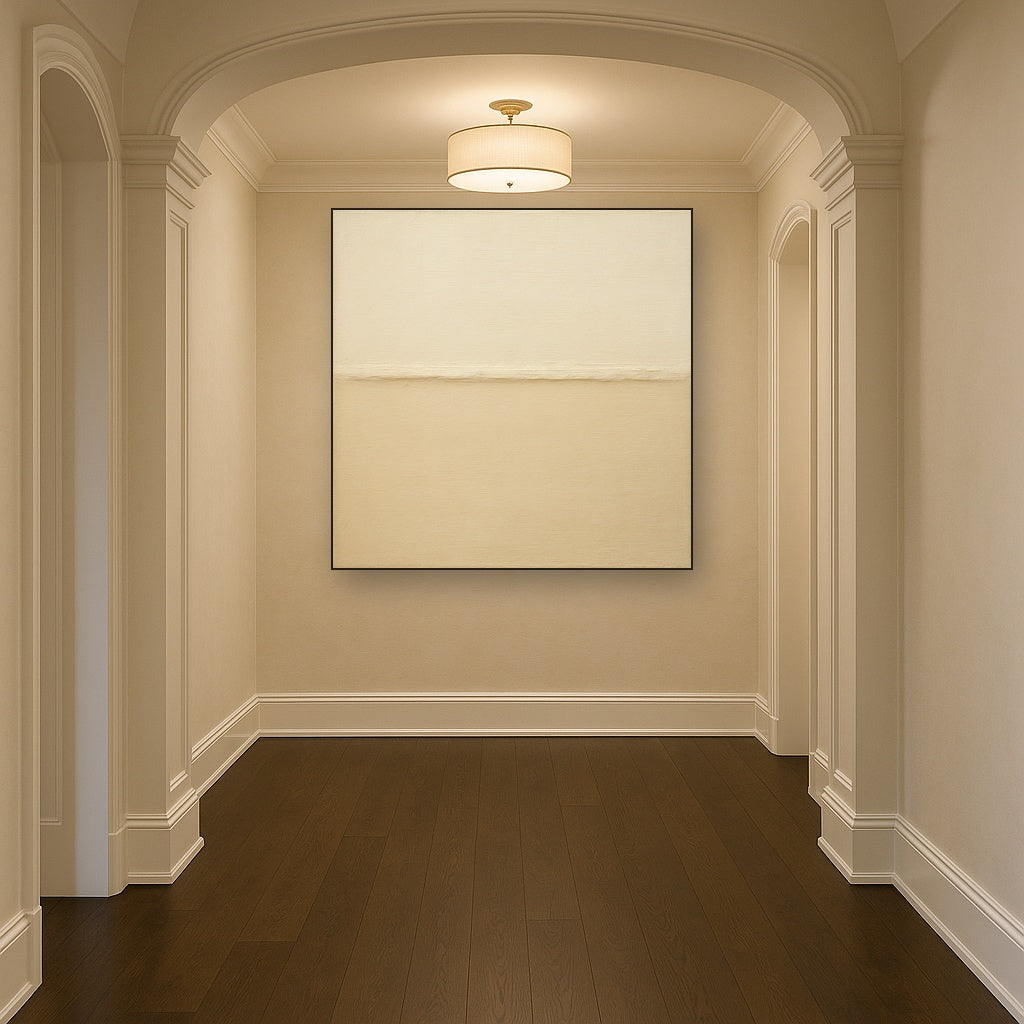 Minimalist White Horizon Band No. 7 - Modern Fine Art Oil Painting - View 5