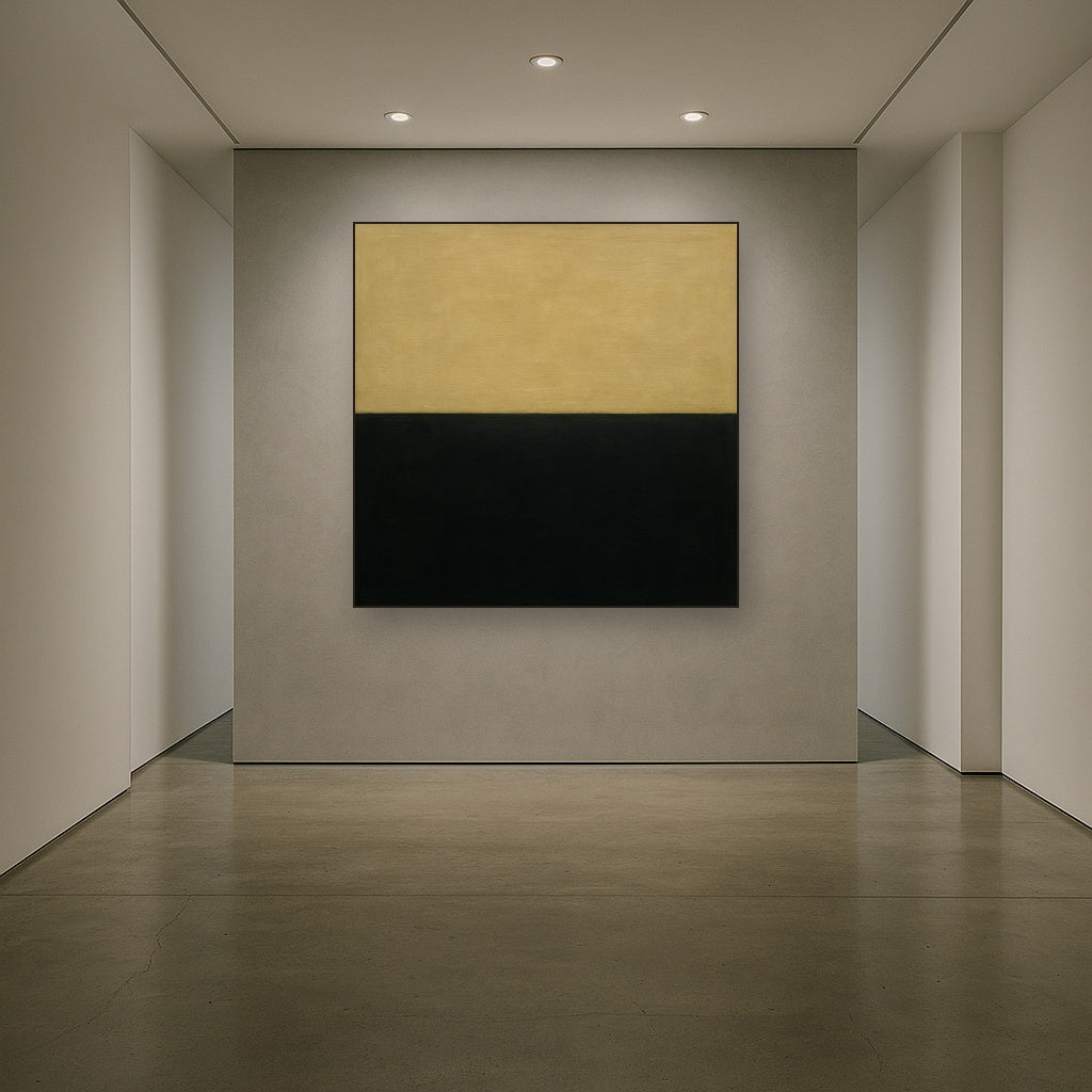 Onyx & Warm Biscuit Horizon No. 9 - Modern Fine Art Oil Painting - View 5