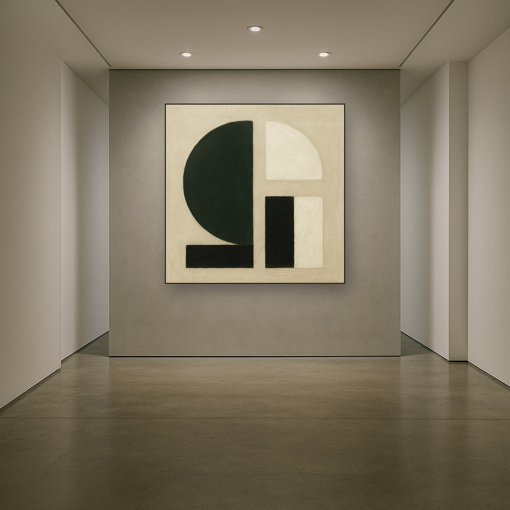 Forest Emerald & Chalk Interlock No. 6 - Modern Fine Art Oil Painting - View 5