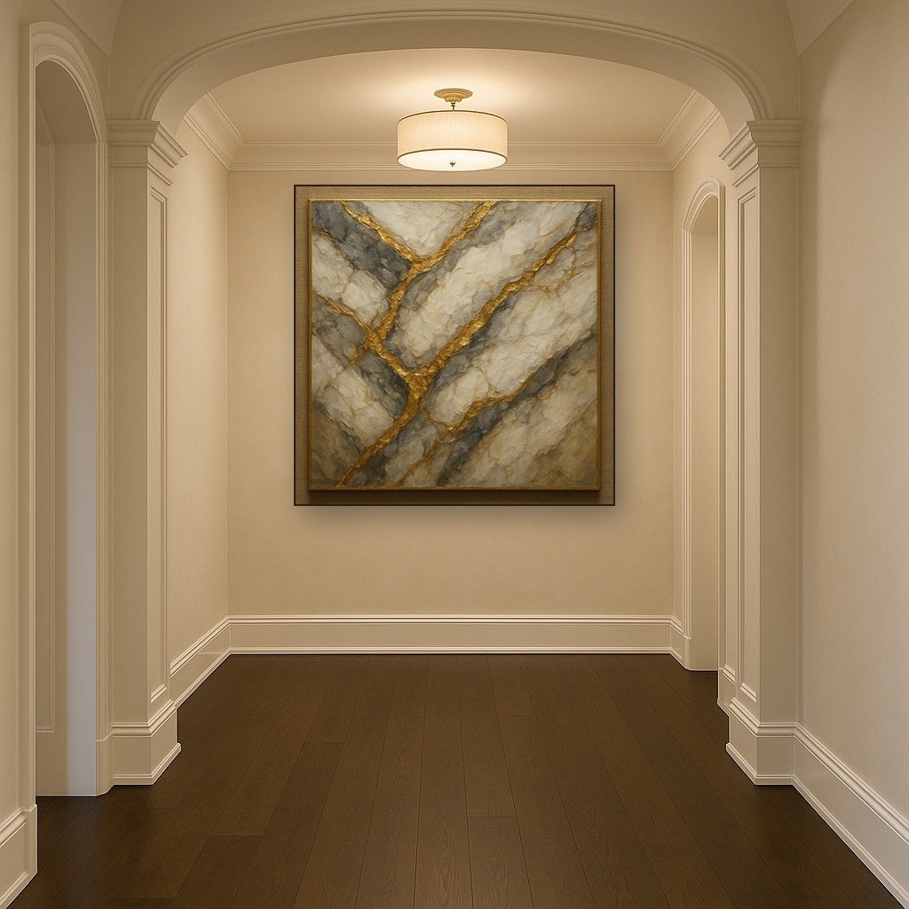 Imperial Marble with Gold Veining Luxury Oil Painting - View 5