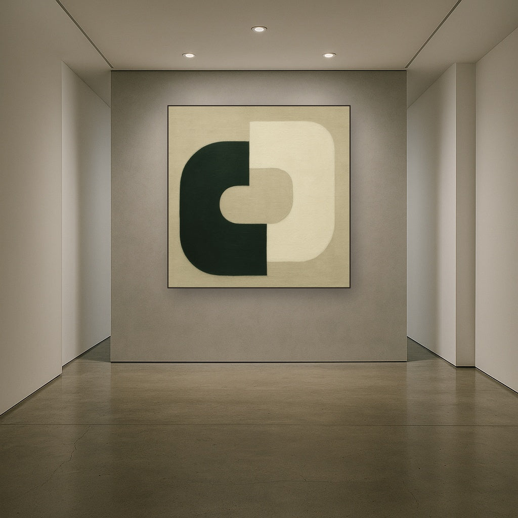 Forest Emerald & Chalk Interlock No. 6 - Modern Fine Art Oil Painting - View 5