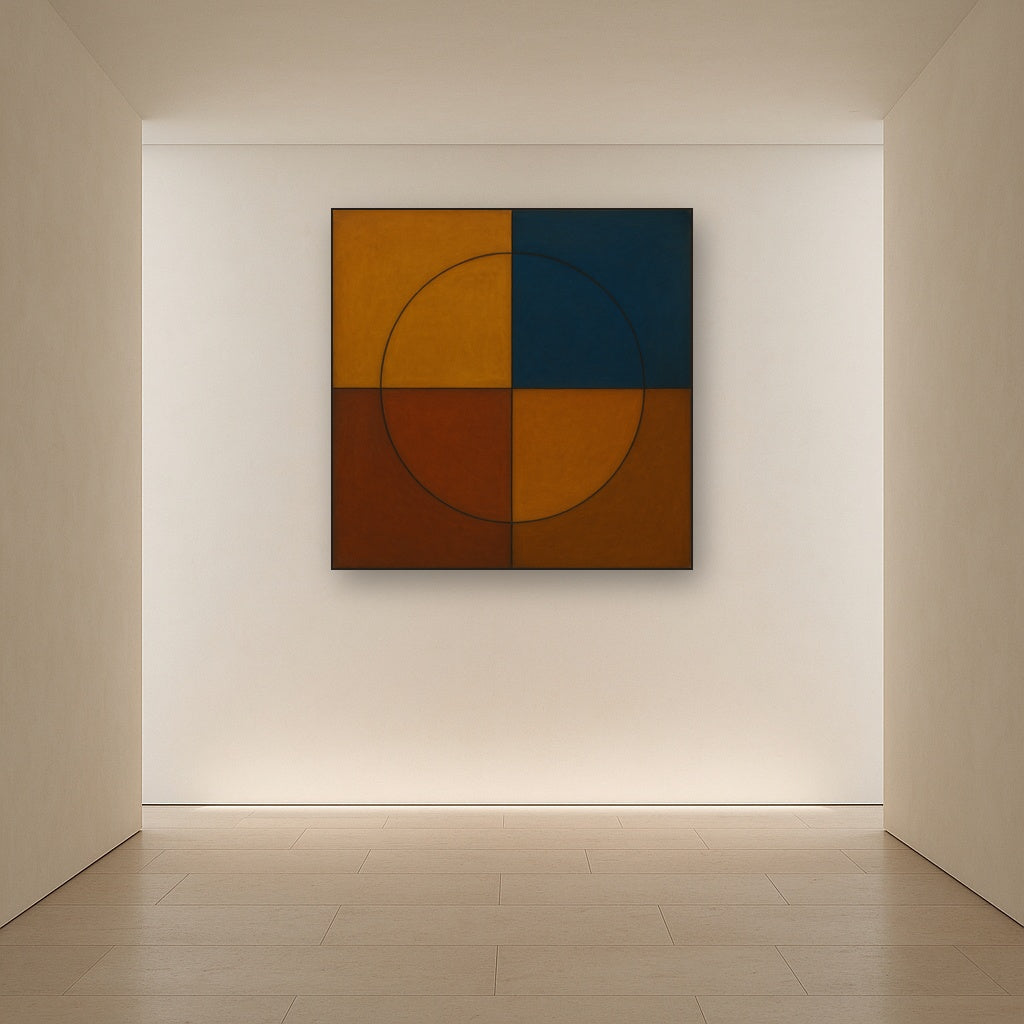 Bauhaus Quadrant Harmony in Primary Earth Tones No. 3 Oil Painting - View 5