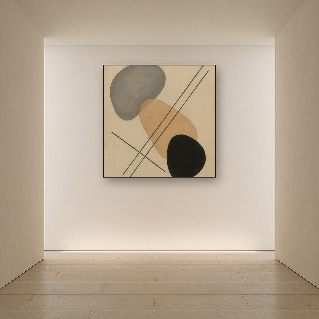 Organic Pebble Contours & Slanted Lines No. 2 Oil Painting - View 5