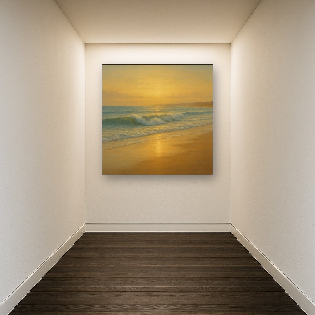 Gentle Breaking Waves & Wet Beach Reflection No. 6 Oil Painting - View 5