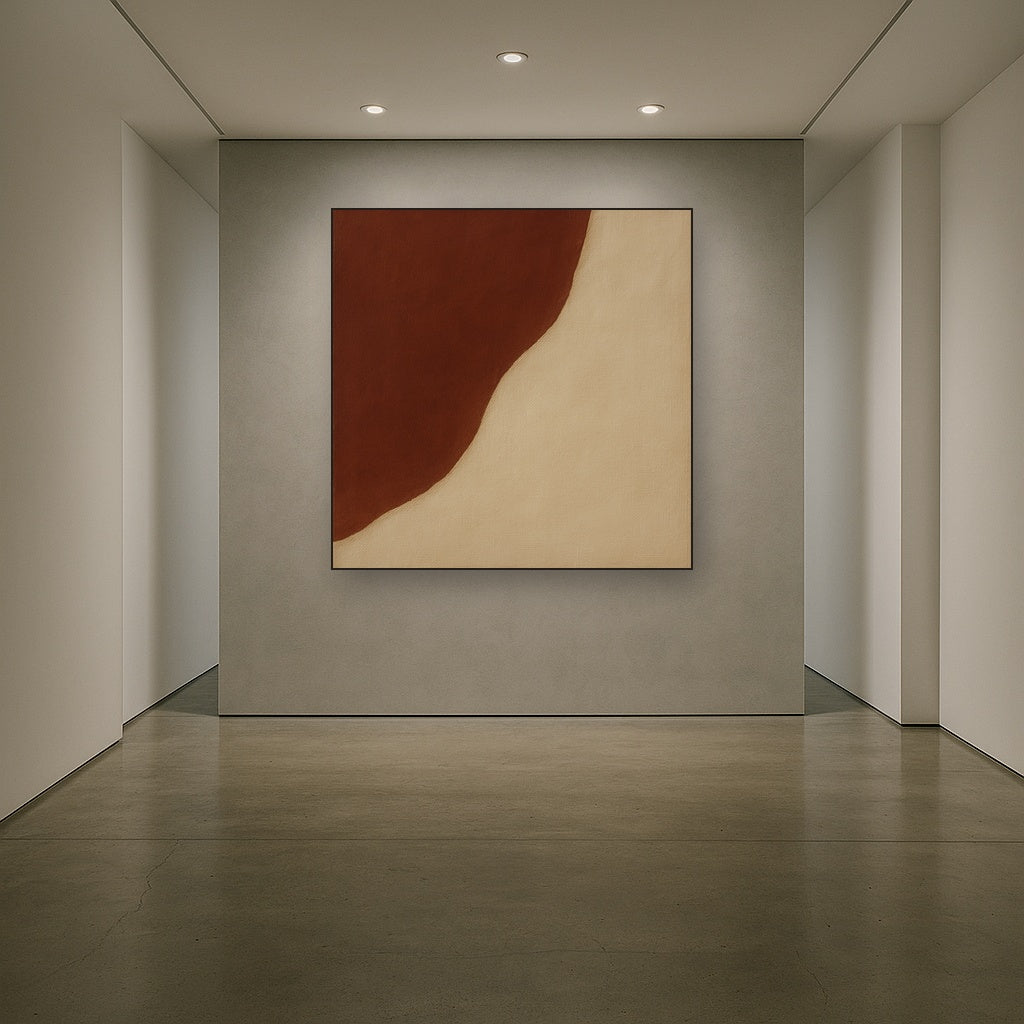 Burnt Umber & Greige Duet No. 7 - Modern Fine Art Oil Painting - View 5