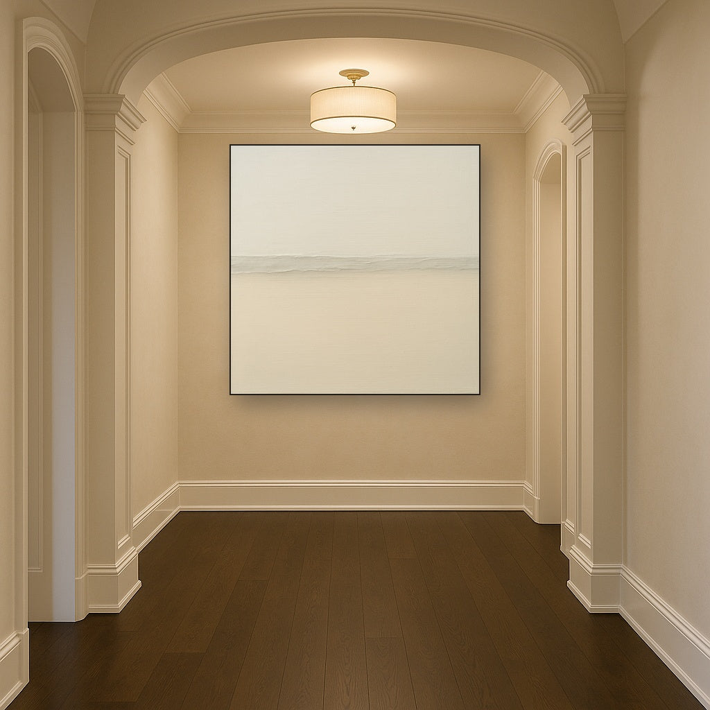 Minimalist White Horizon Band No. 7 - Modern Fine Art Oil Painting - View 5
