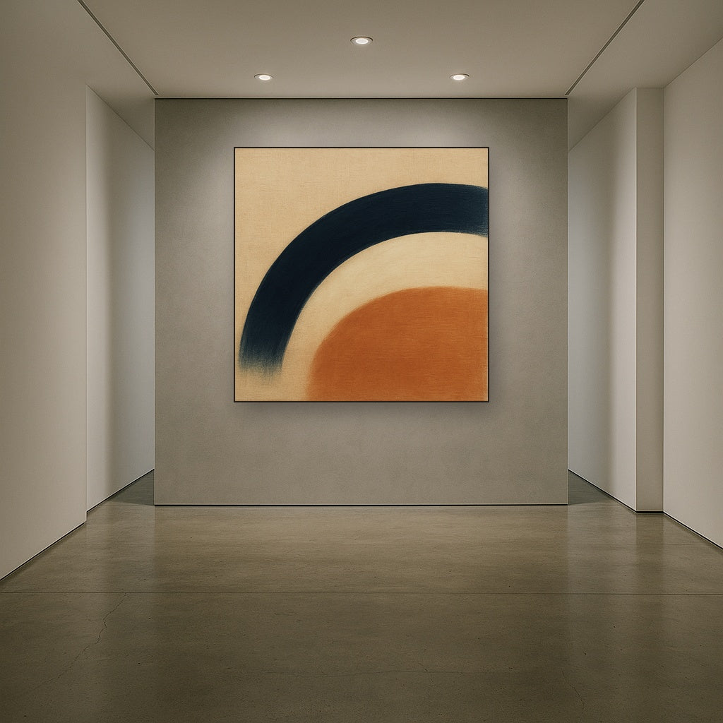 Navy Indigo & Warm Sand Sweep No. 2 - Modern Fine Art Oil Painting - View 5