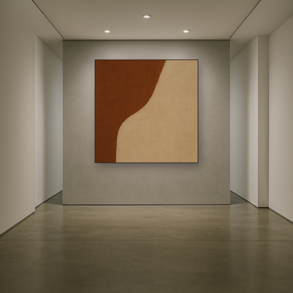 Burnt Umber & Greige Duet No. 7 - Modern Fine Art Oil Painting - View 5