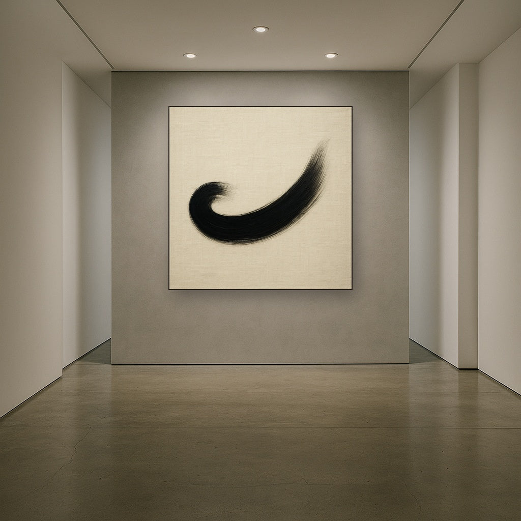 Monochrome Brushstroke Void No. 5 - Modern Fine Art Oil Painting - View 5