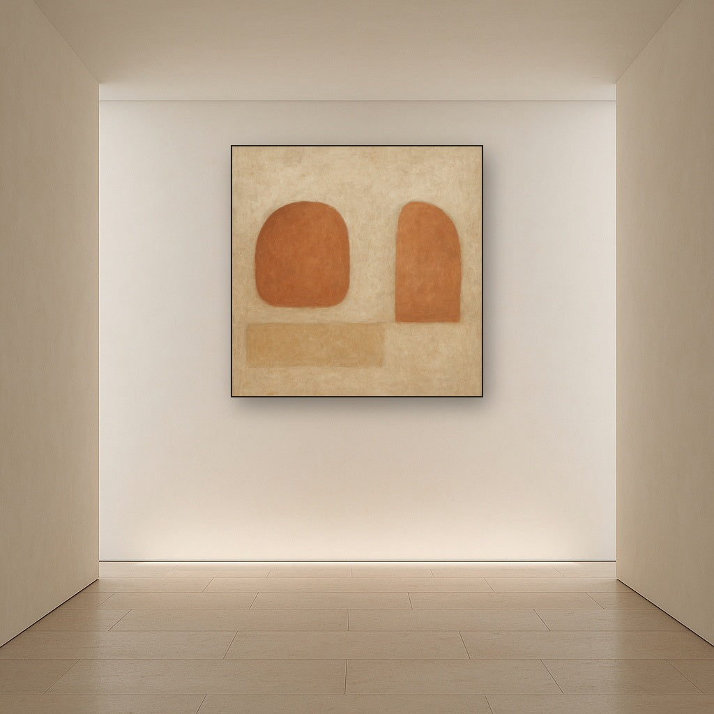 Earthy Terracotta & Weathered Plaster Wash No. 25 Oil Painting - View 5