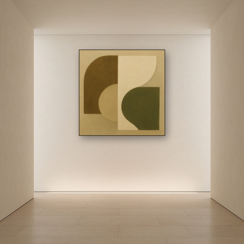 Minimalist Asymmetrical Balance in Raw Umber No. 11 Oil Painting - View 5