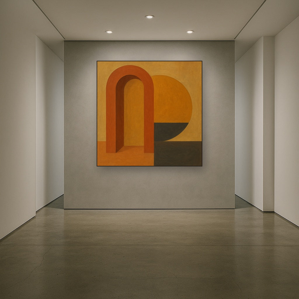 Bauhaus Archway & Terracotta Semicircle Suite No. 2 Fine Art Oil Painting - View 5