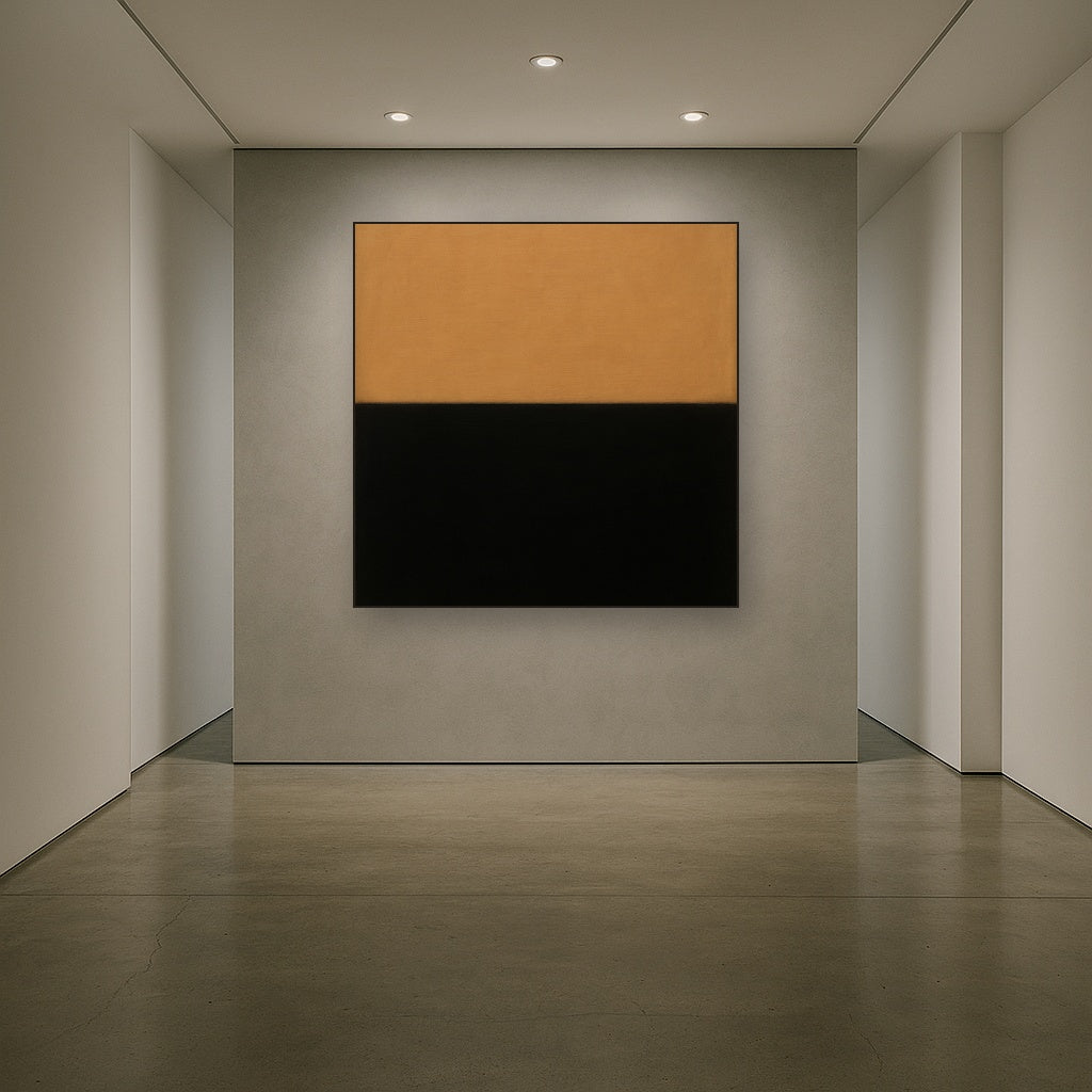 Onyx & Warm Biscuit Horizon No. 9 - Modern Fine Art Oil Painting - View 5