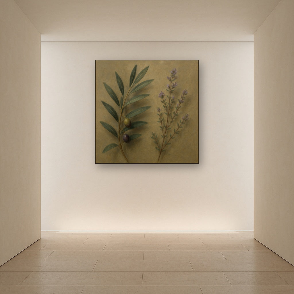 Olive Branches & Wild Thyme Botanical Study No. 10 Fine Art Oil Painting - View 5