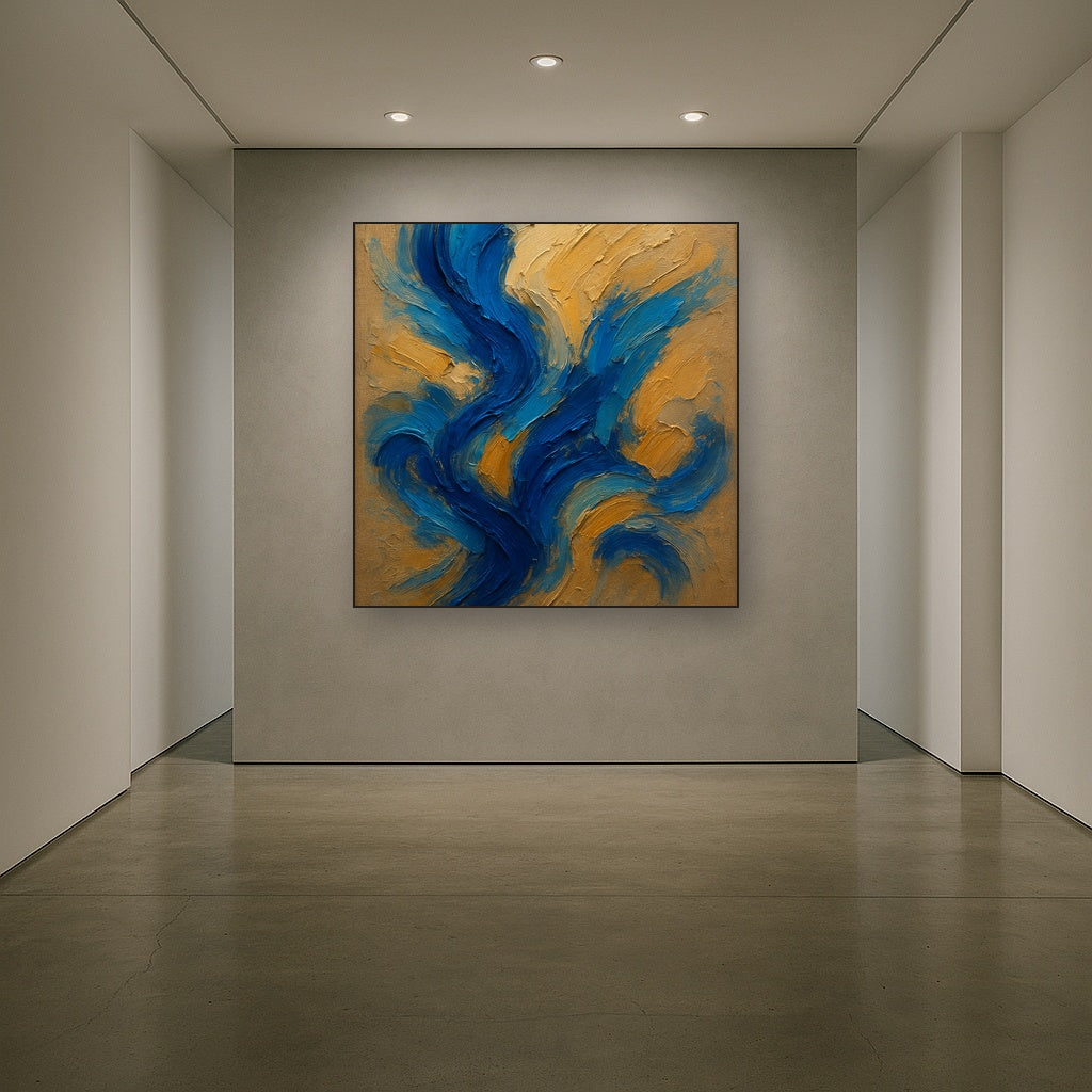 Cobalt Cadence Dynamic Abstract Oil Painting - View 5