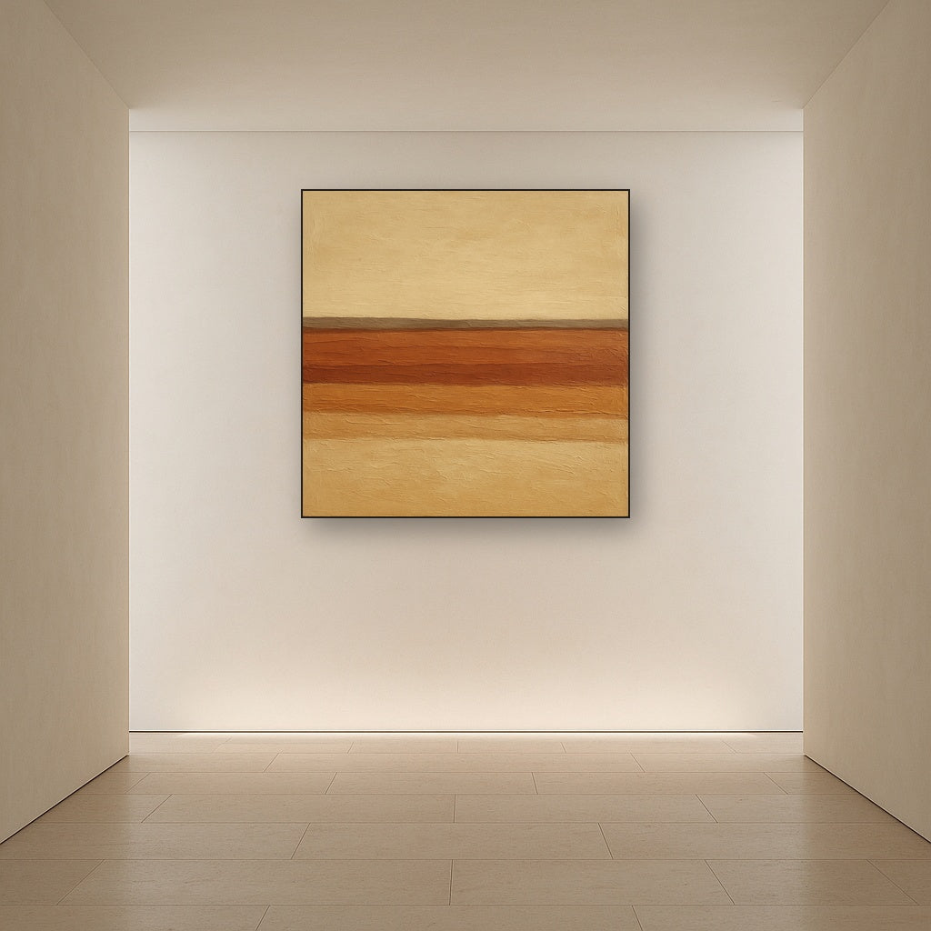 Earthy Strata Horizon Minimalist Oil Painting - View 5