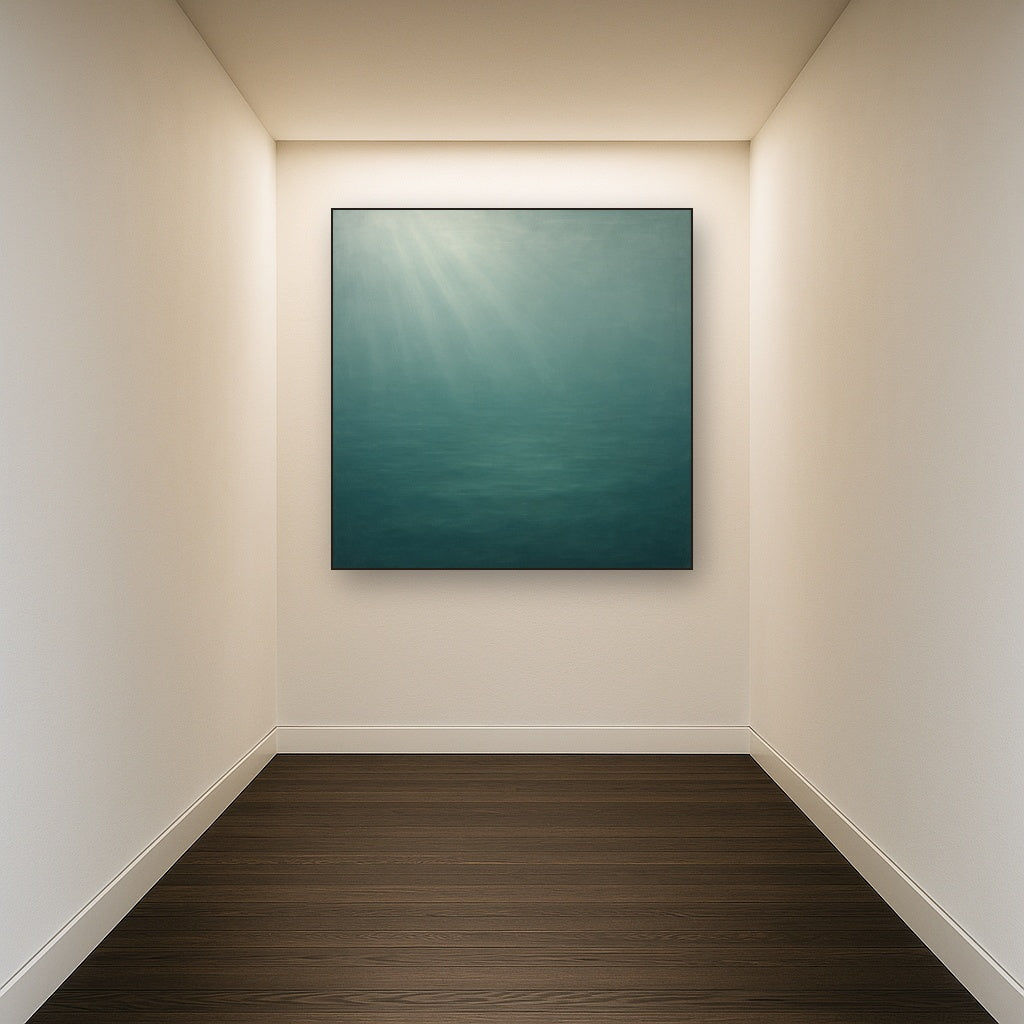 Minimalist Aquamarine Reef Void No. 10 - Modern Fine Art Oil Painting - View 5