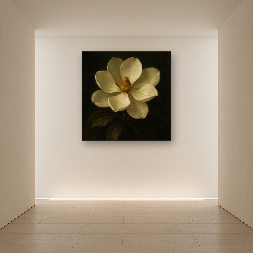 Magnolia Blossom in Quiet Chiaroscuro No. 9 Fine Art Oil Painting - View 5