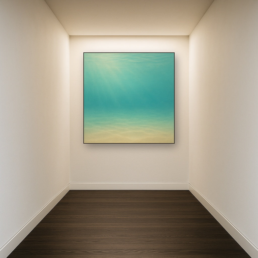 Minimalist Aquamarine Reef Void No. 10 - Modern Fine Art Oil Painting - View 5