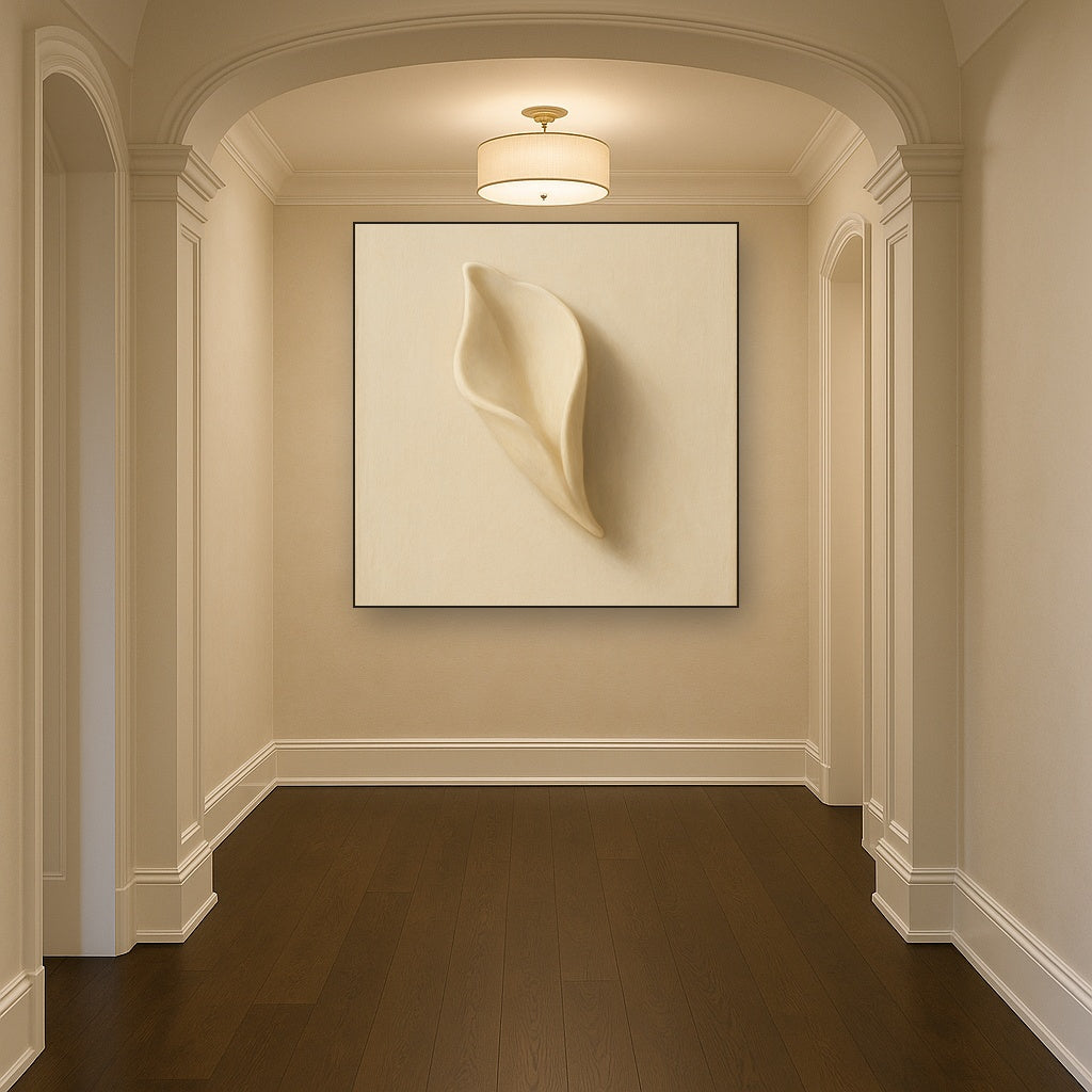 Sculpted Ivory Floral Contour No. 1 - Modern Fine Art Oil Painting - View 5