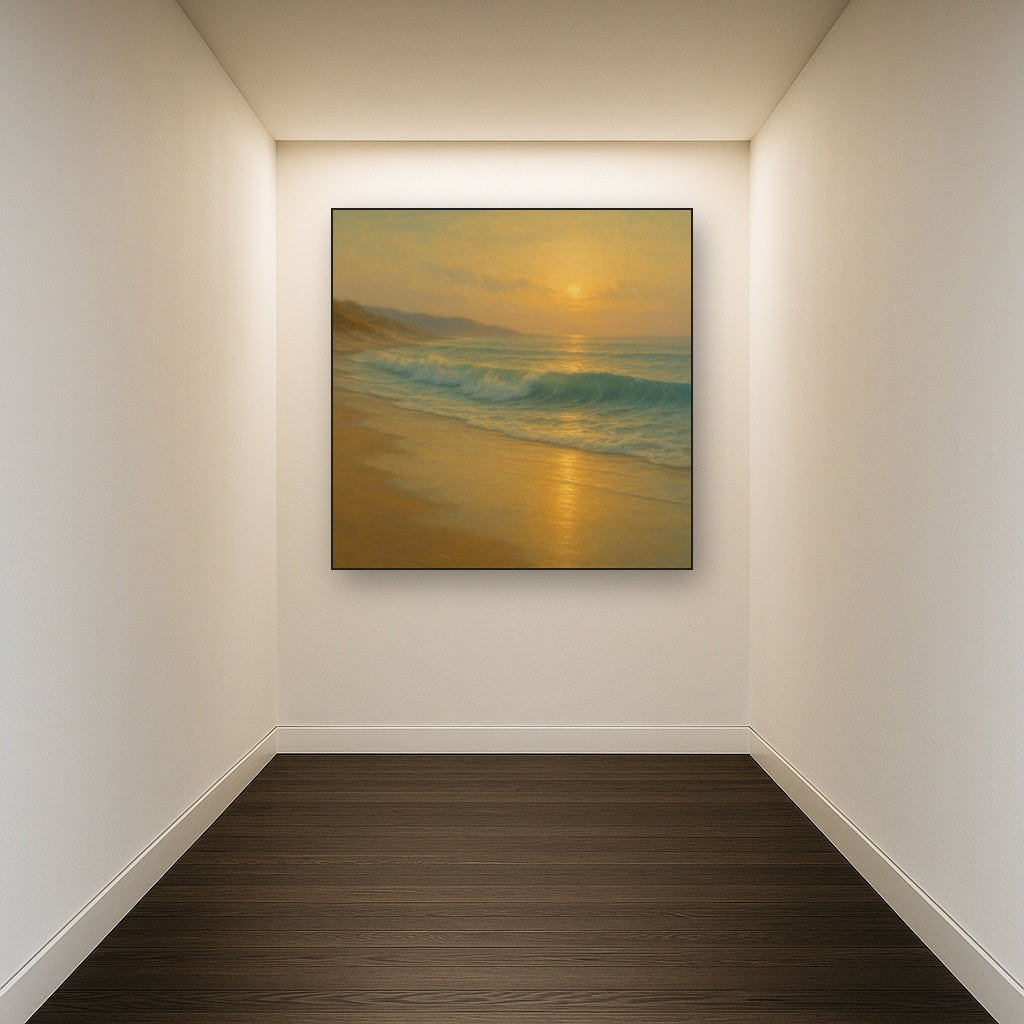 Gentle Breaking Waves & Wet Beach Reflection No. 11 Oil Painting - View 5