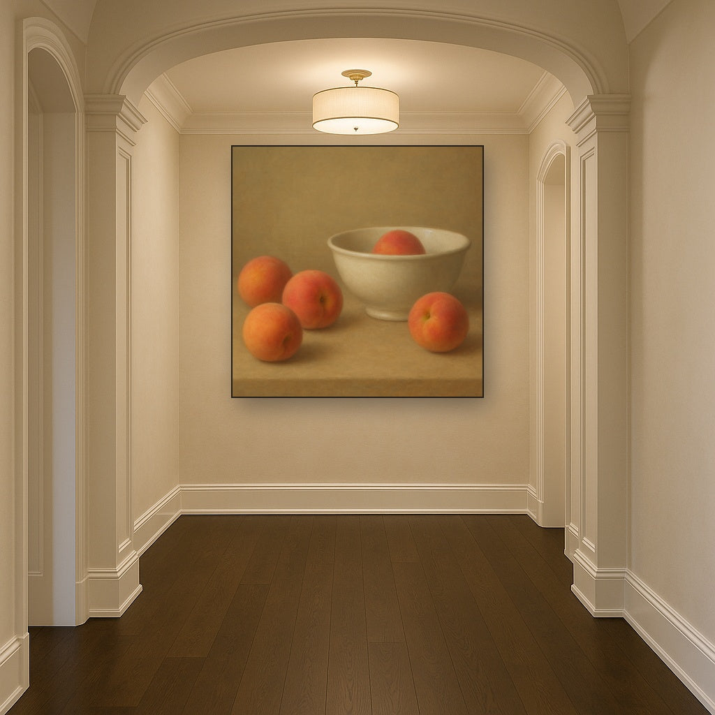 Heirloom Peaches & White Ceramic Bowl No. 6 Oil Painting - View 5