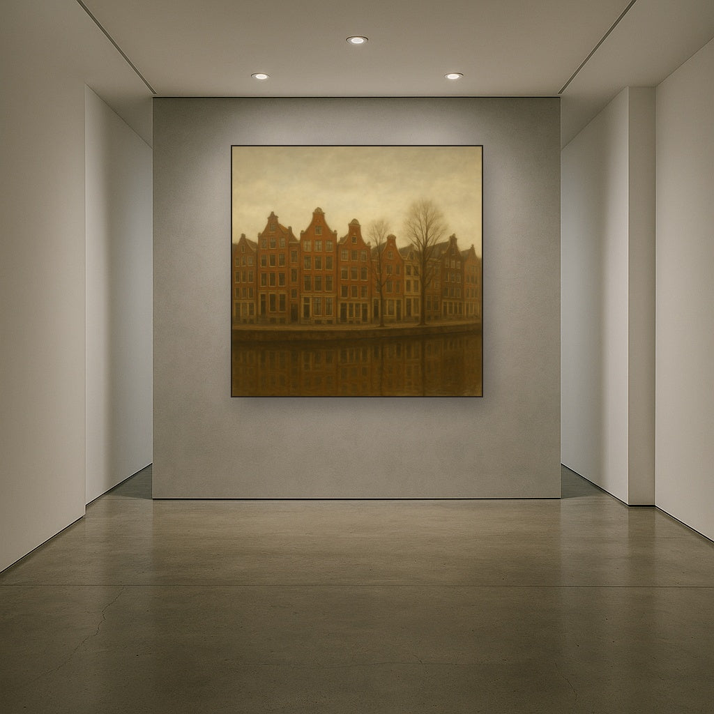 Amsterdam Canal Houses Under Overcast Sky No. 15 Oil Painting - View 5