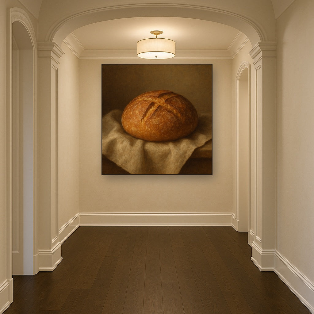 Artisan Sourdough Boule & Linen Drapery No. 8 Oil Painting - View 5